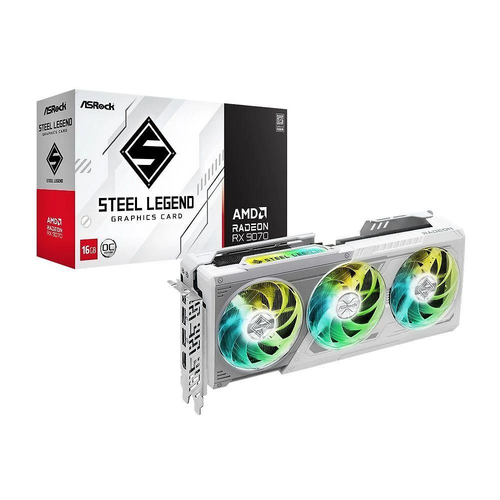 Placa de Vídeo Asrock RX 9070 Steel Legend OC 16GB GDDR6 com Saídas HDMI 2.1b e Displayport 2.1a