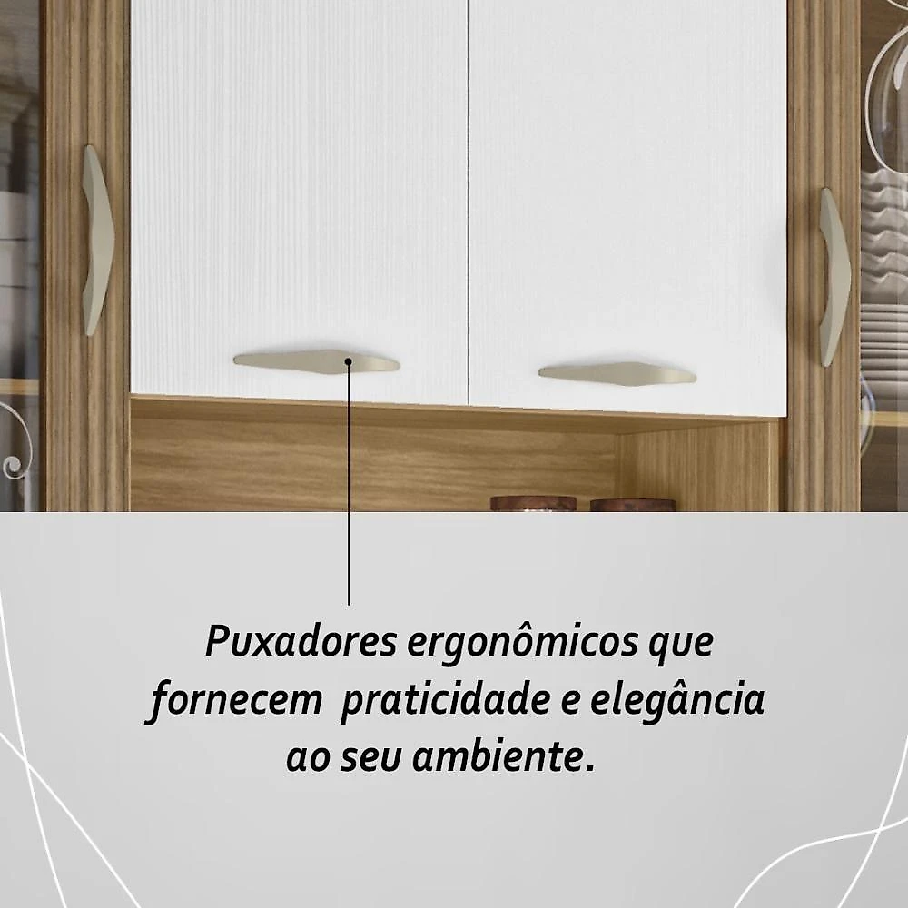 Armário De Cozinha Compacta Mdf 8 Portas Paris Plus - Freijó-supremo-com Ripado
