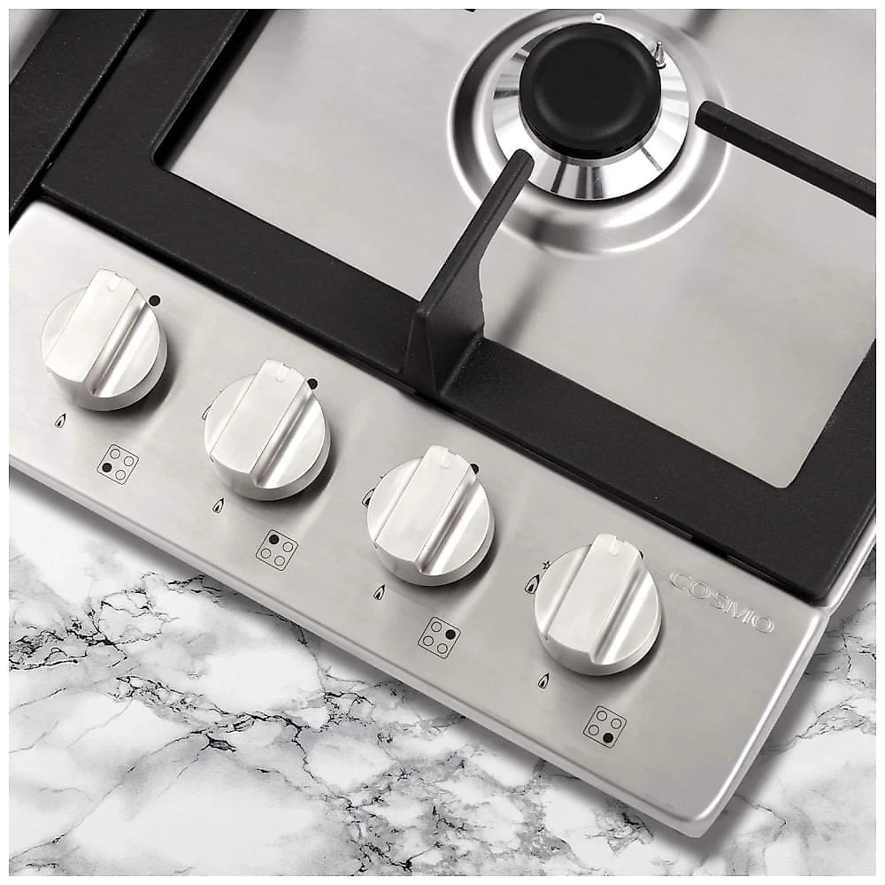 Cooktop a gás de embutir 61cm Cosmo inox 4 queimadores selados grade em ferro fundido acendimento eletrônico 110V