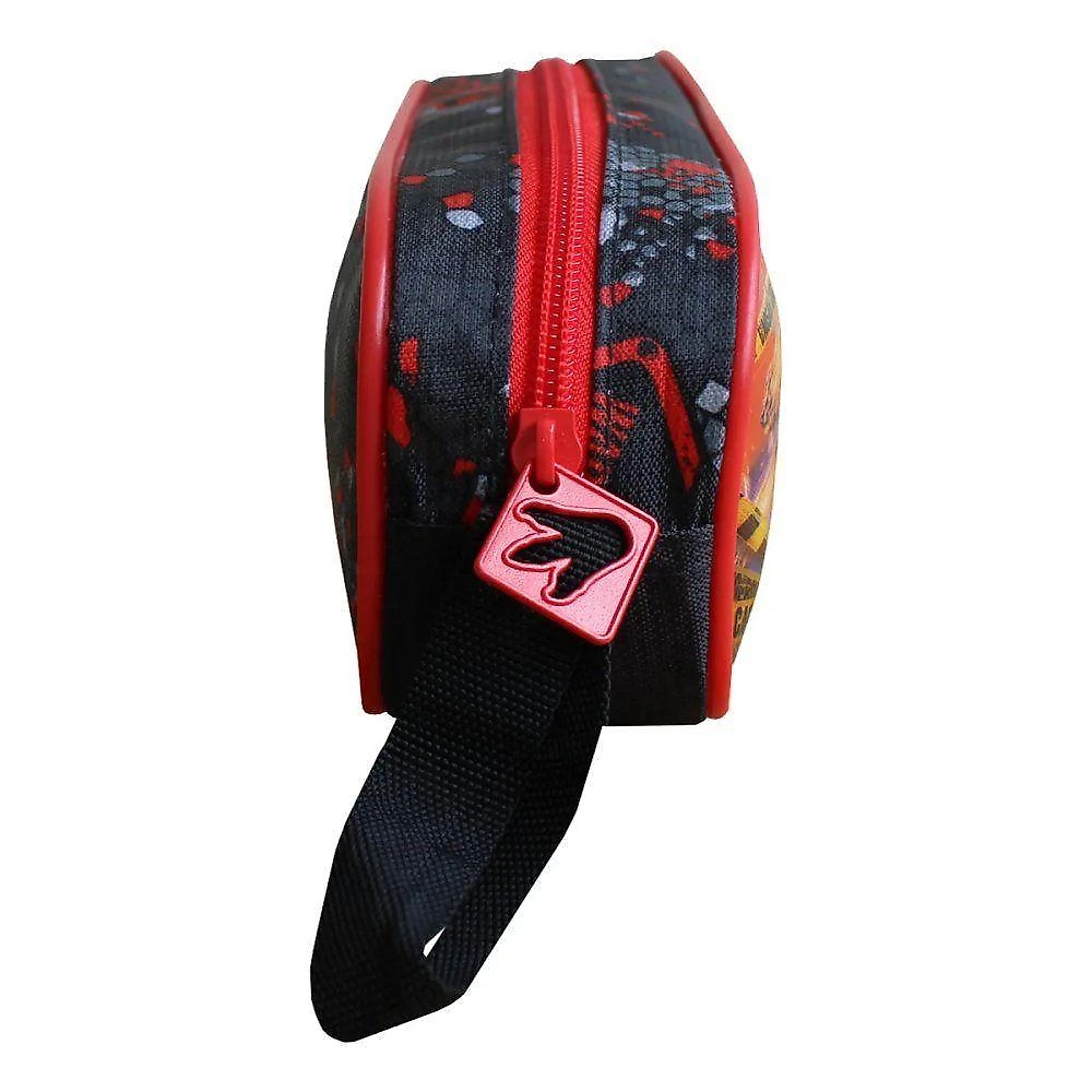 Estojo Escolar Clio Style T-rex Attack em Poliéster com Fecho Seguro Preto e Vermelho