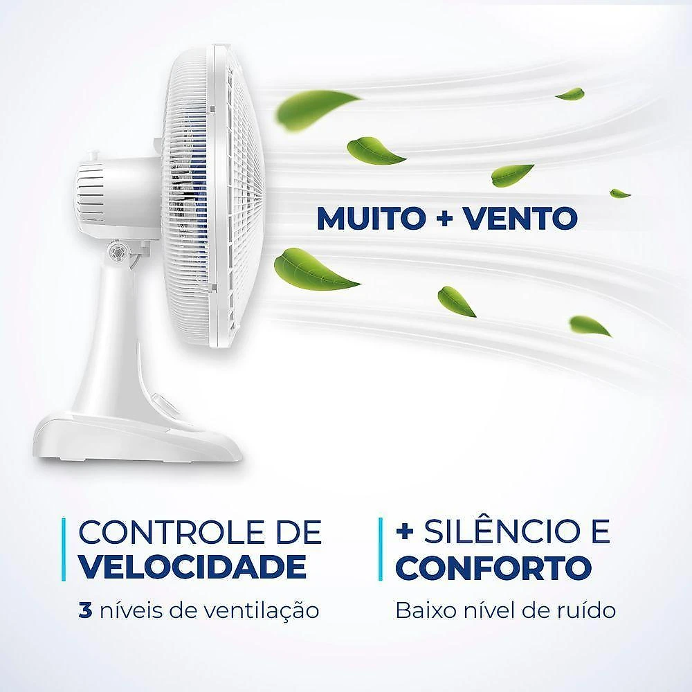 Ventilador de mesa mondial 40cm 6 pás 3 velocidades branco 110v