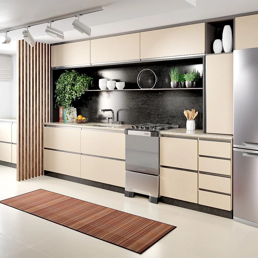 Fogão Mueller 4 Bocas Decorato Vetro Inox Com Mesa De Vidro Inox Bivolt