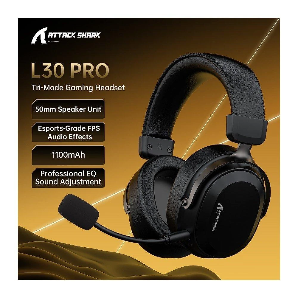 Headset Gamer Sem Fio Attack Shark L30 Pro, Bluetooth, Som Surround, Preto - L30PRO