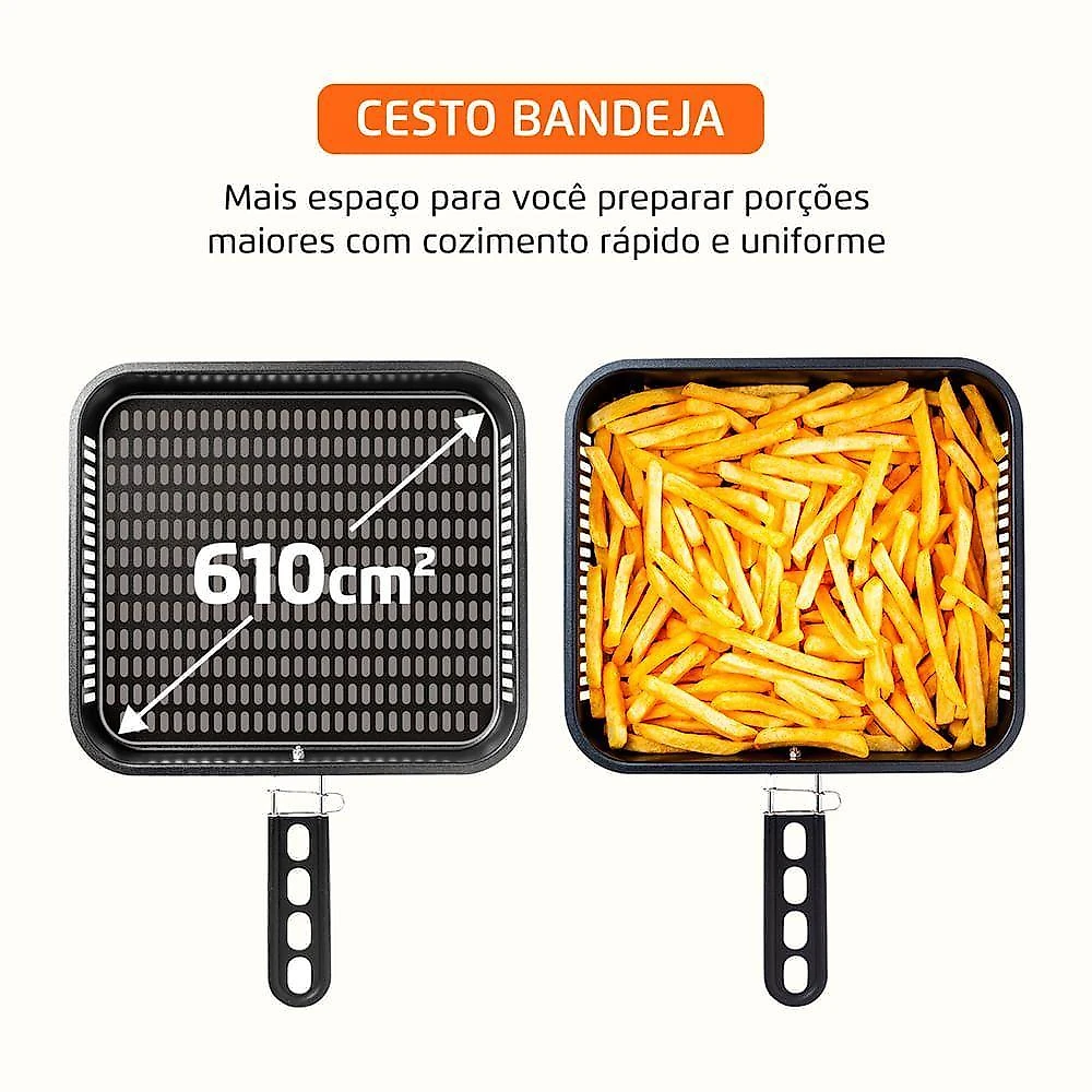 Fritadeira Air Fryer Forno Oven sem Óleo Mondial 14L 2000W Preto Prata 220V