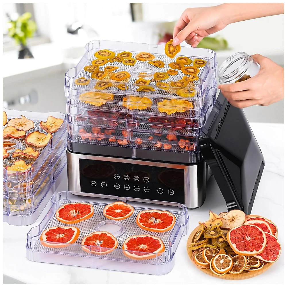 Desidratador de Alimentos, 8 Bandejas em Aço Inoxidável com Controle de Tempo e Temperatura, Ideal para Jerky, Frutas, Vegetais, Tupoyi