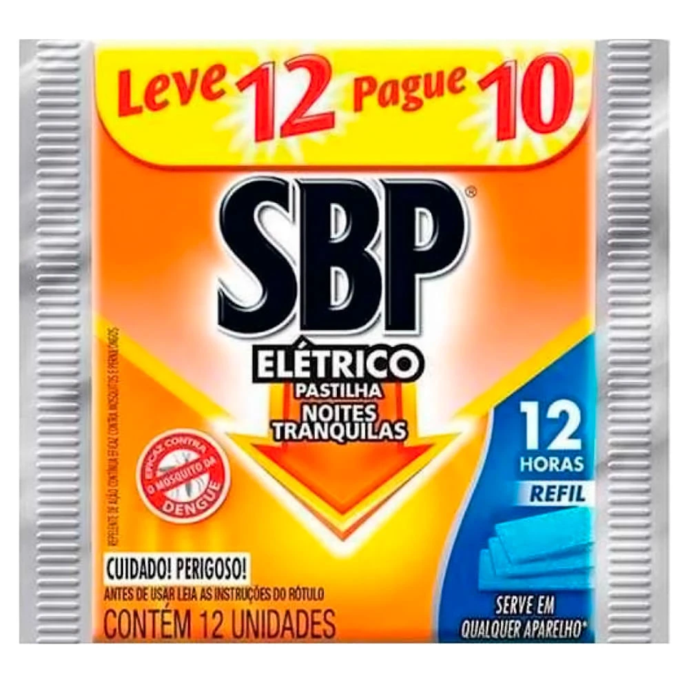 Repelente SBP Elétrico Pastilha 12 Horas Refil Leve 12 Pague 10