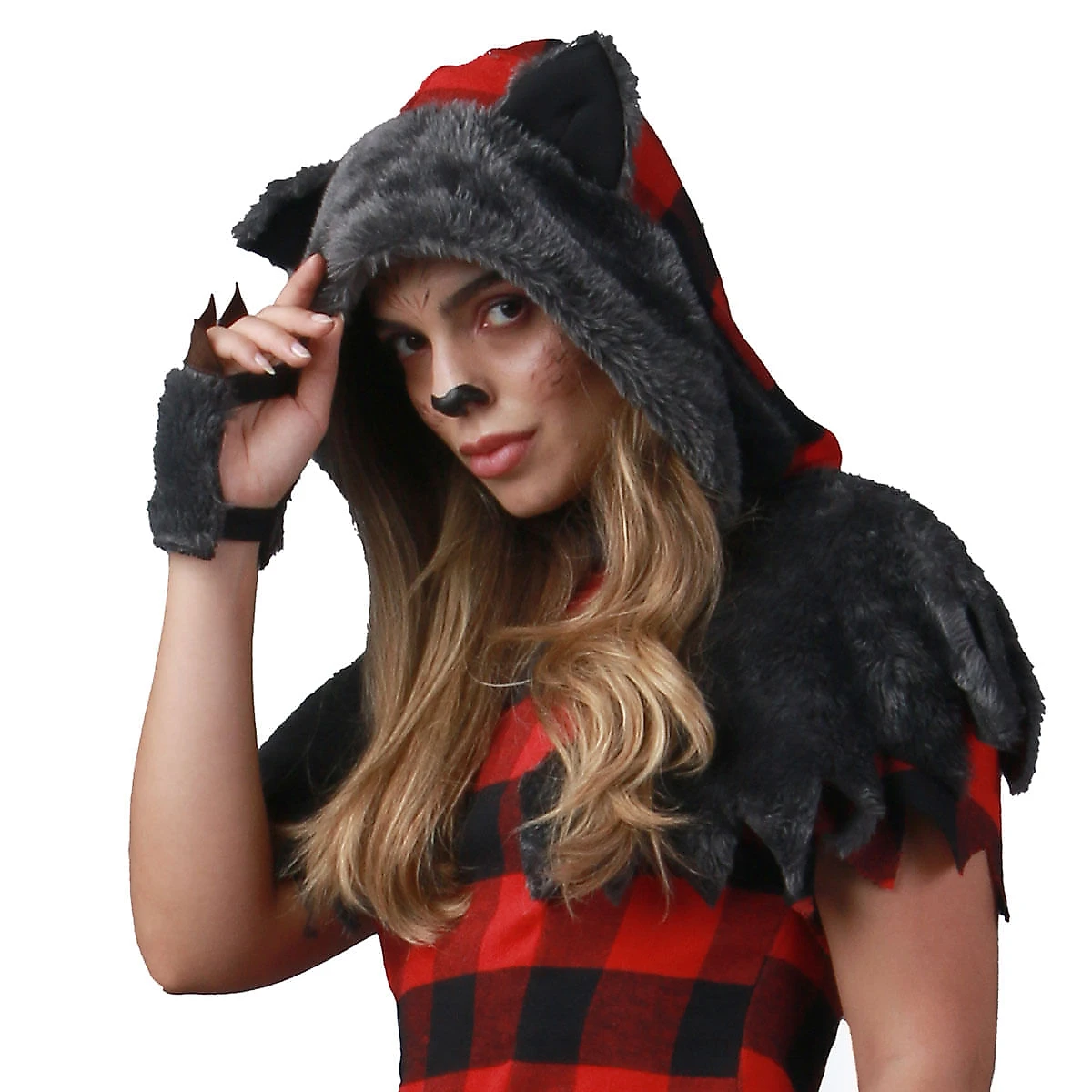 Fantasia Lobisomen Feminino Adulto Macacão Capuz Halloween G