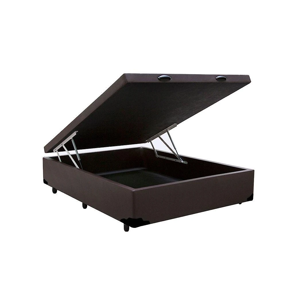 Cama Box com Baú Casal Extremo Reforçado Estrutura em Madeira Blindado Marrom Homequeen 138CM