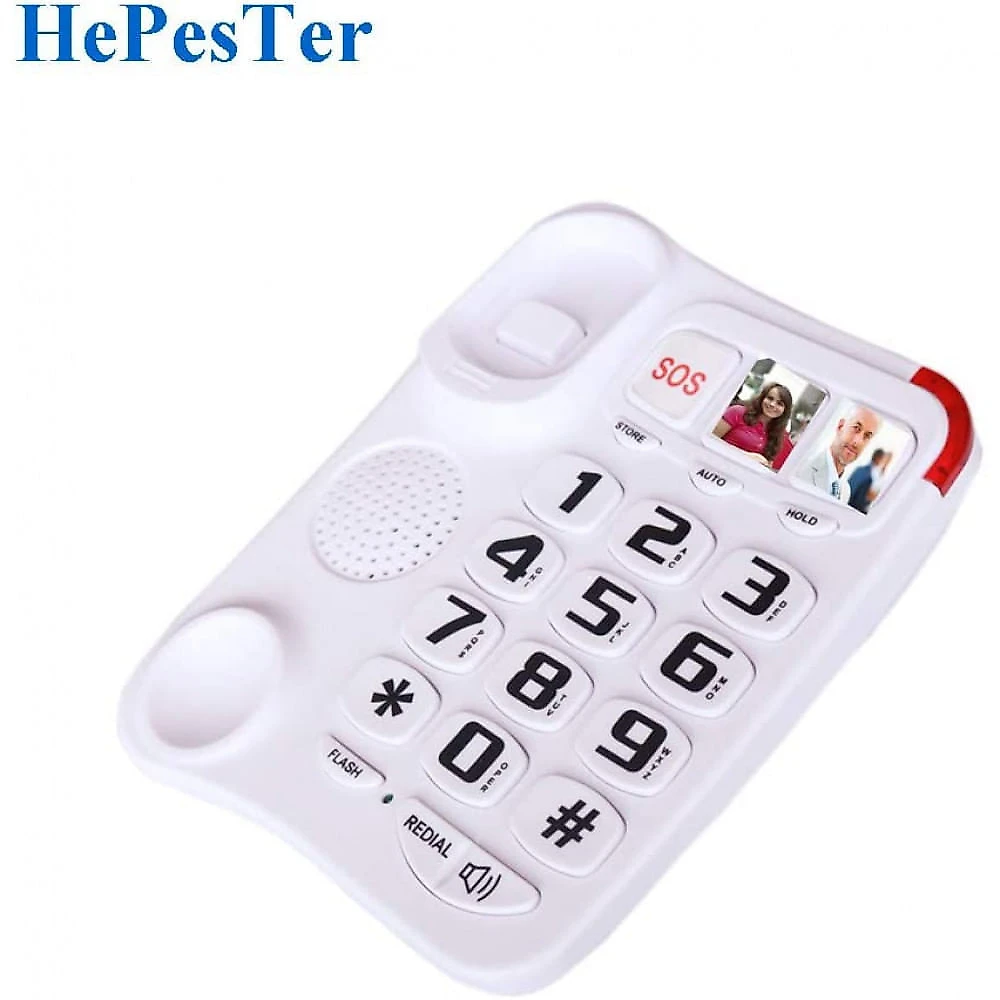 HePesTer P45 Telefone com Fio para Sênior Tecla Grande e Discagem Rápida 1 Ap