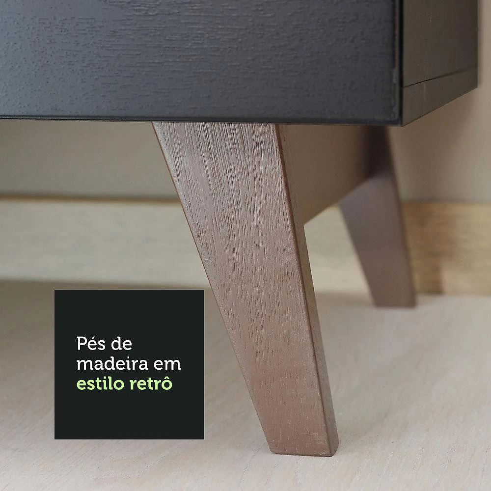 Cozinha Completa Madesa Reims 310001 com Armário e Balcão - Preto/Rustic Preto/Rustic