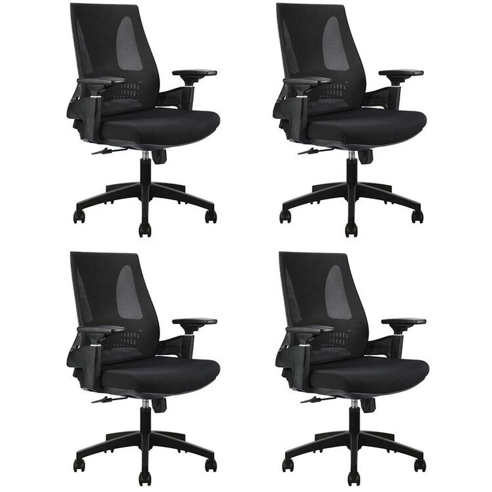 Kit com 4 Cadeiras Office Diretor Toledo com Braços 3D NR17