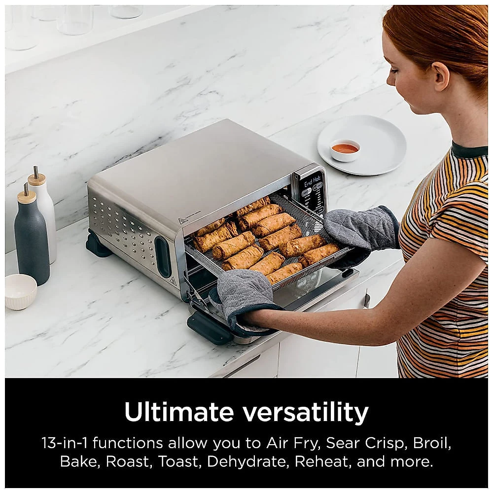 Ninja SP351 Forno Eletrico de Bancada Inteligente com 13 Predefinicoes 1800W110V Cinza
