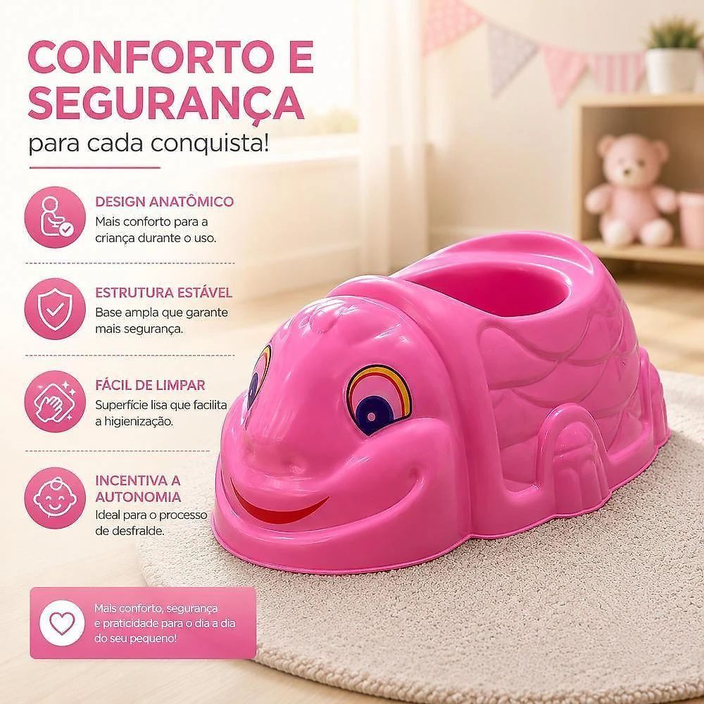 Troninho Pinico Infantil Anatômico para Desfralde Assento Confortável Base Ampla Estrutura