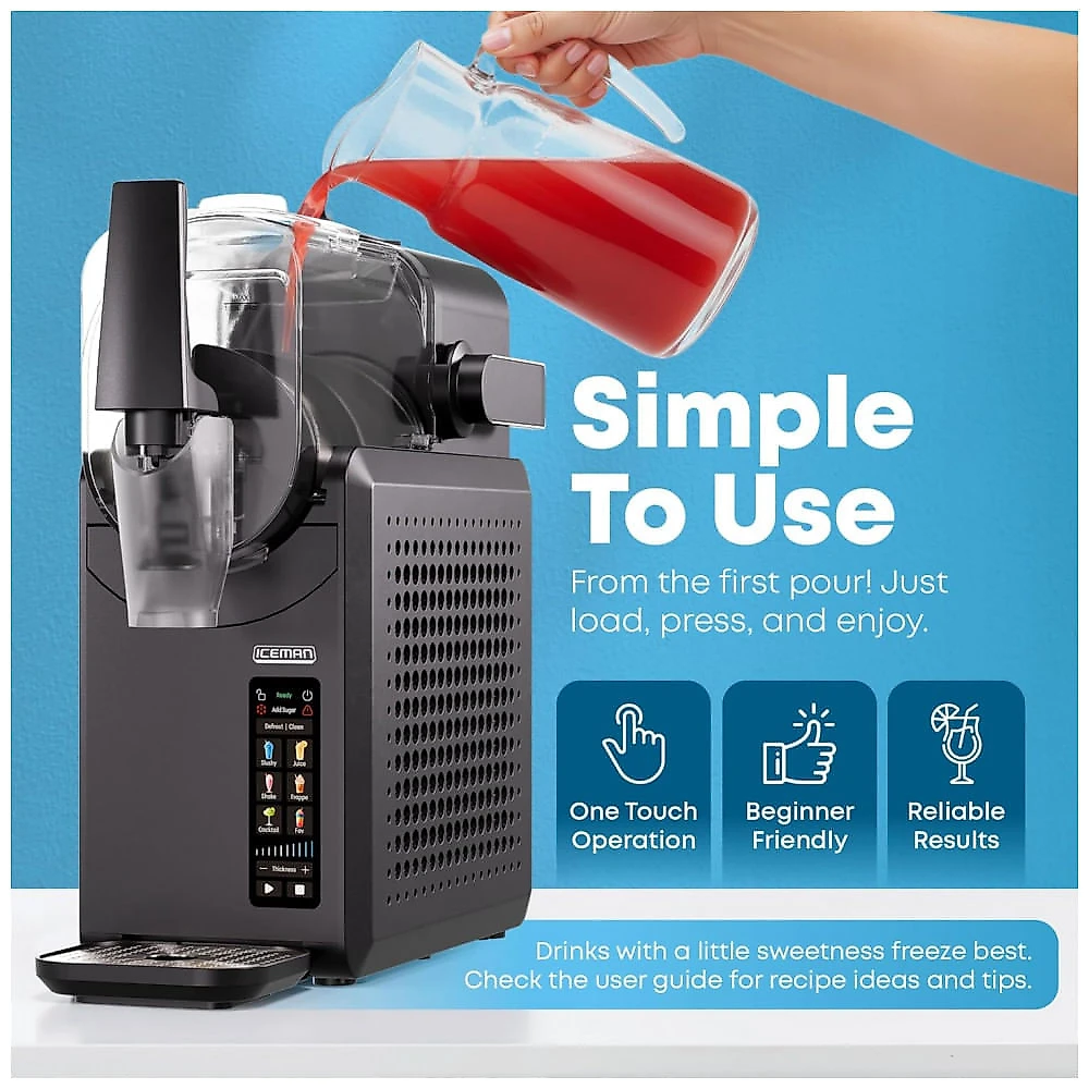 Máquina de Slush Raspadinha Iceman Slush-Ease MAX Preta 2,6L Frozen Margarita 5 Programas LED 120V