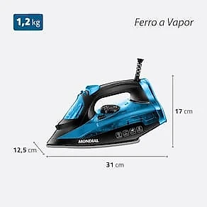 Ferro a Vapor Mondial F-53 com Spray – Preto/Azul 110V