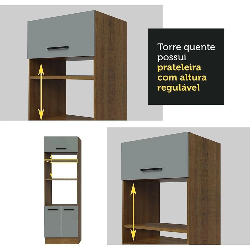 Cozinha Completa 459001 Com Armário E Balcão Rustic/Cinza