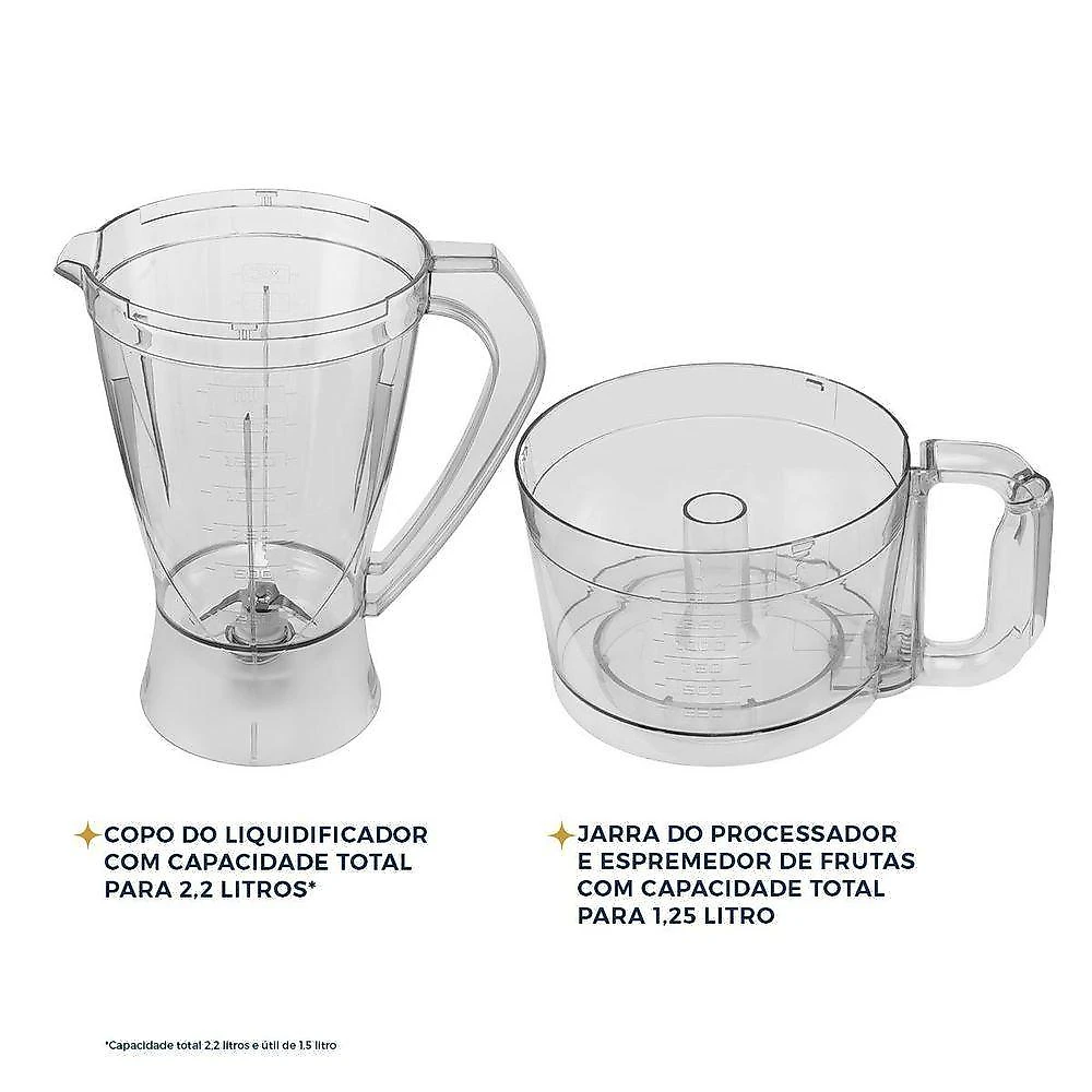Multiprocessador Britânia 1000W 3 Em 1 Lâminas Inox BMP900C 220V