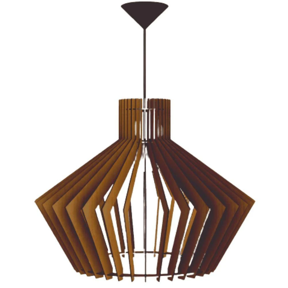 Luminária de Teto Pendente Cristal Mdf Bivolt 100W Marrom Lenobre