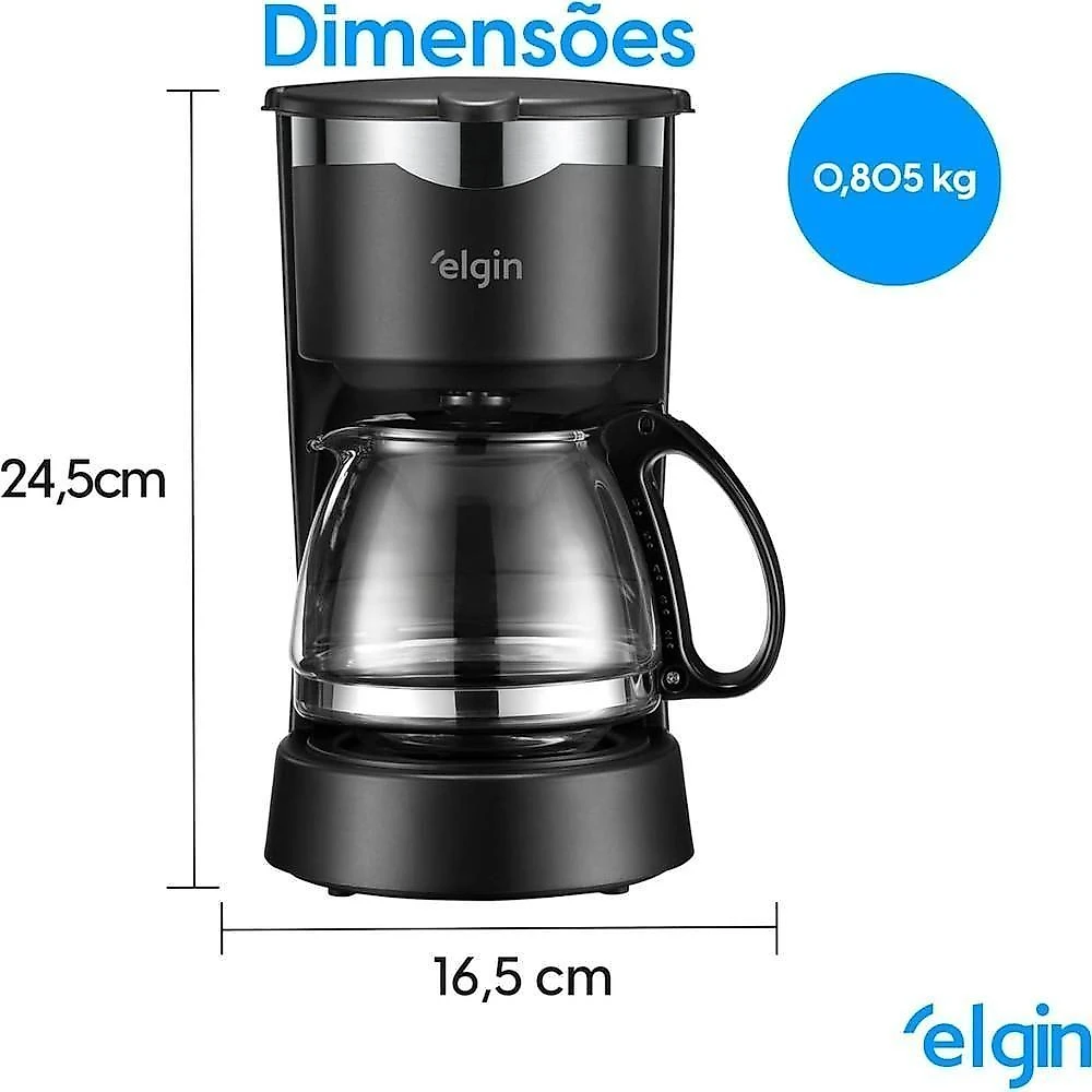 Cafeteira elétrica elgin cf150 15 xícaras preto 0,6l programação automática 110v