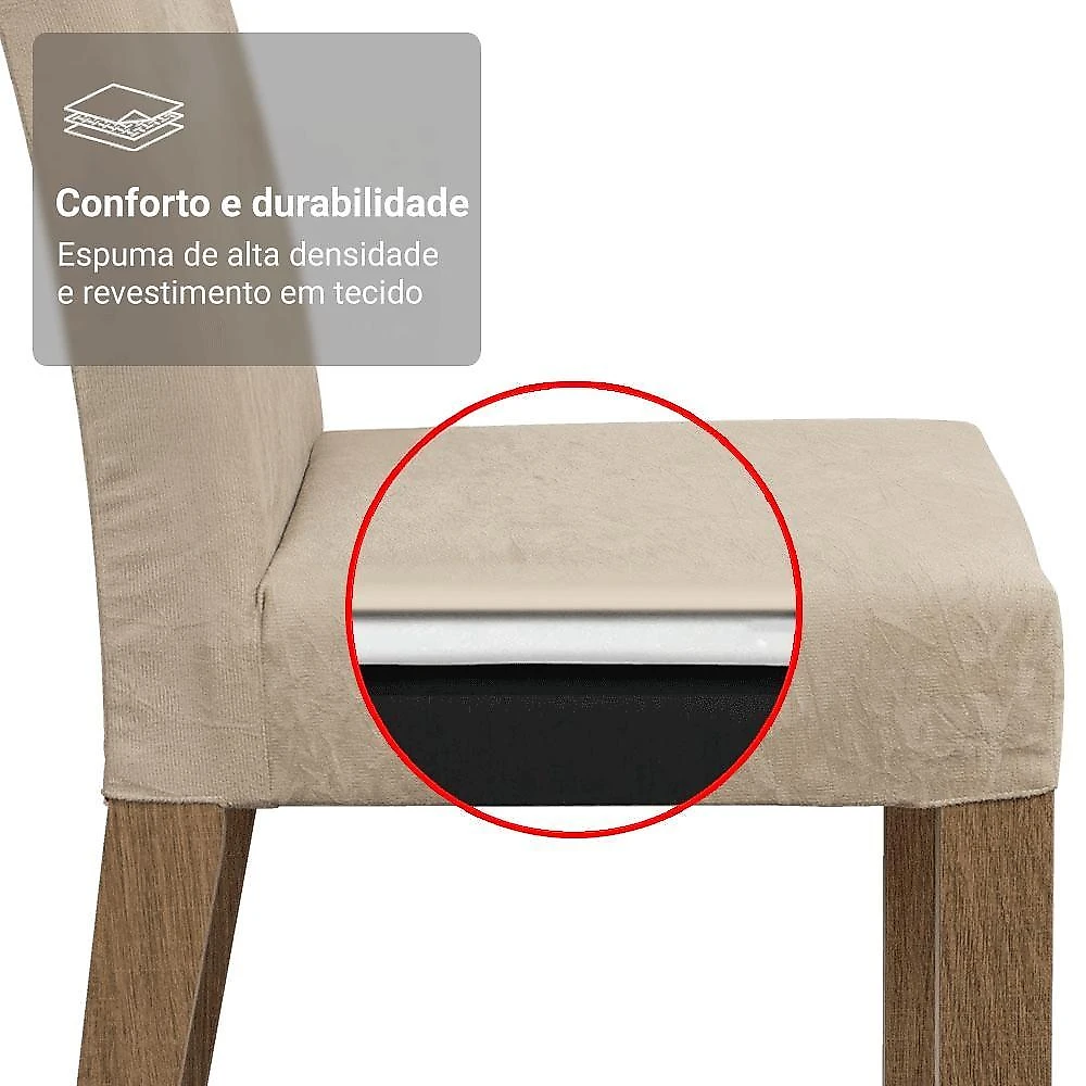 Conjunto sala de jantar tampo de madeira 6 cadeiras rustic/imperial soho madesa