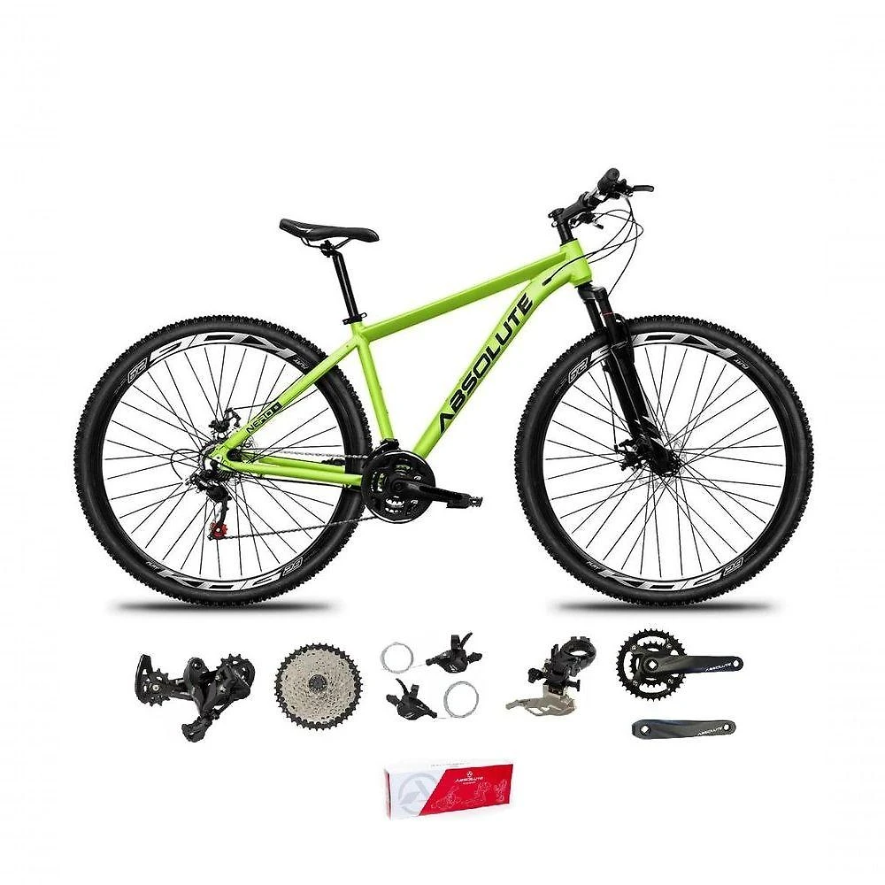 Bicicleta Aro 29 Absolute Nero 5 Alumínio 2x9 18v K7 Freios Hidráulicos Garfo Com Trava - Verde Tam.17