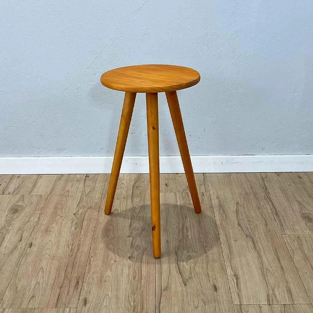 Mesa Lateral Redonda com Pé Palito de MDF e Madeira 30CM Carvalho