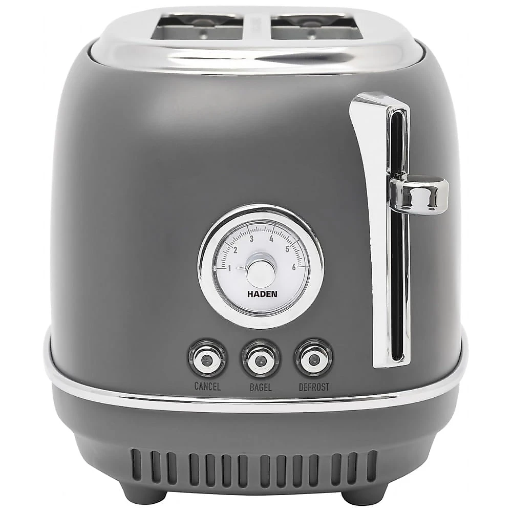 Torradeira HADEN Chelsea inox 2 fatias cinza e cromada com fenda larga e 6 níveis de tostagem 900W 110V