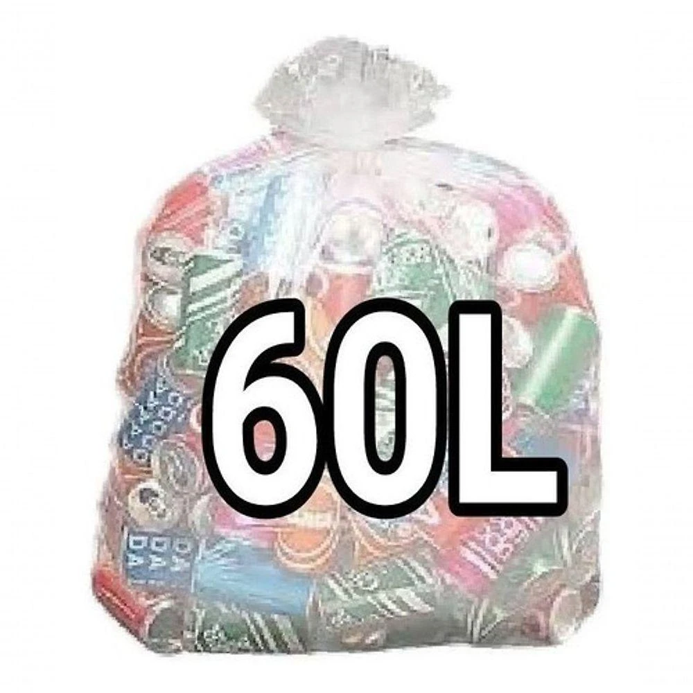 Saco para Lixo 60L Transparente Fosco Reforçado Pacote com 100 Unidades Higipack