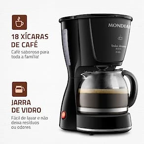 Miniatura Cafeteira Elétrica Mondial Dolce Arome C-30 18 Xícaras – Preta 110V