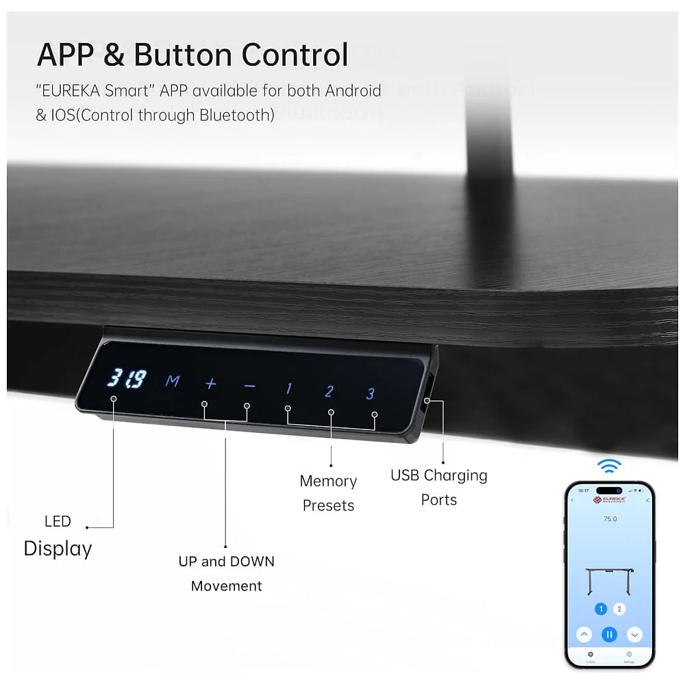 Miniatura Mesa Gamer Ergonômica  74" 187 cm com Altura Ajustável, Ganchos para Fones de Ouvido, Prateleiras Conversíveis e Suporte para Monitor, 110V, EUREKA 110v