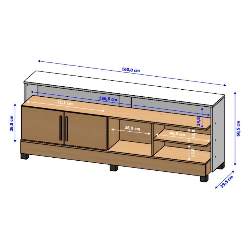Miniatura Estante Para Tv 65 Polegadas Iracema Off White Nature