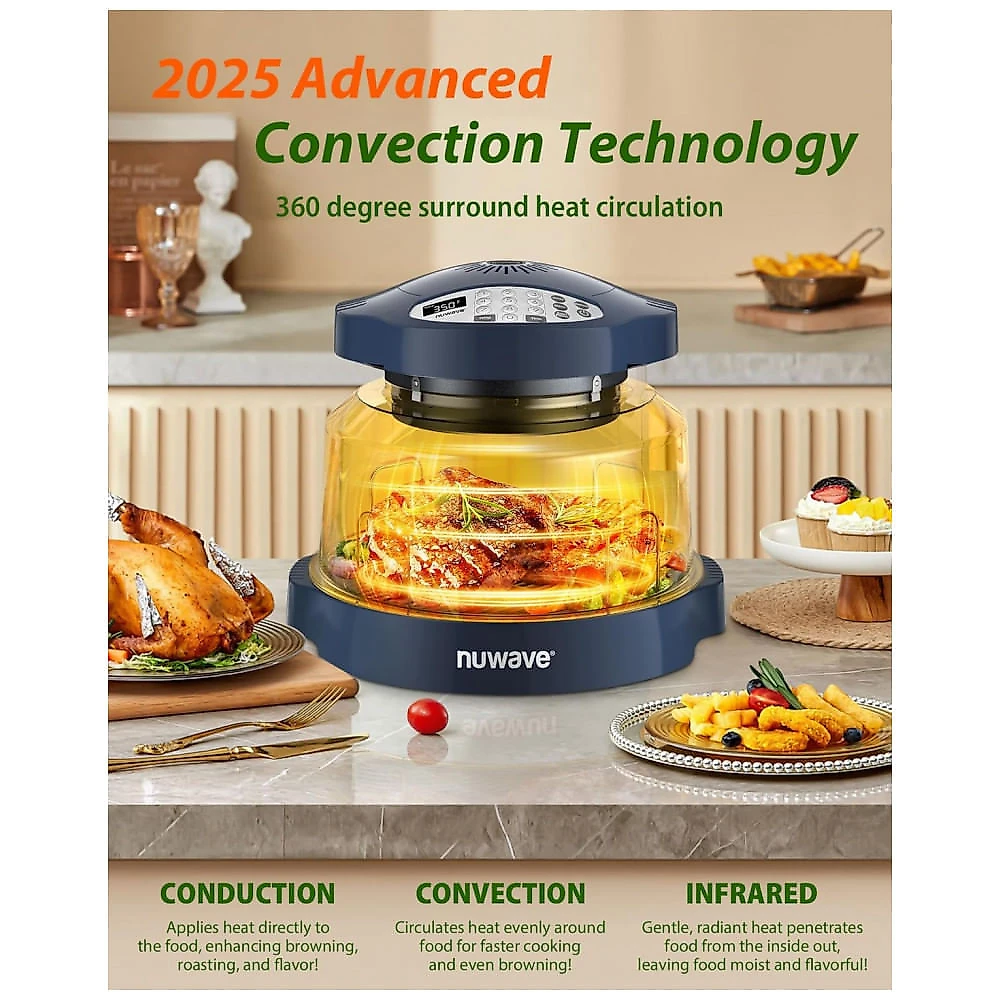 Forno Nuwave Oven Pro Plus 2 Air Fryer Azul Escuro Convecção Infravermelho Sem Descongelar 4,5 kg 120V