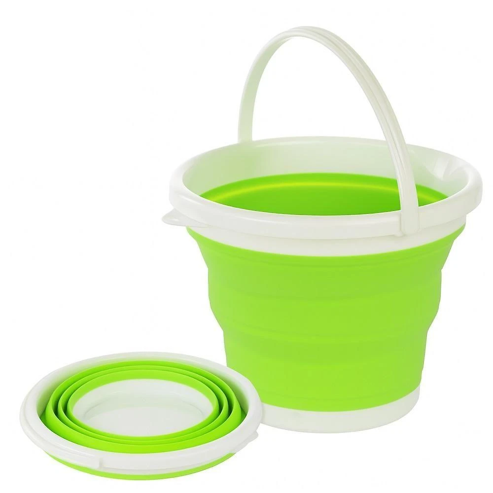 Balde Retrátil Flexível Silicone Dobrável 10L Multiuso em Polipropileno e TPR Verde Yeet