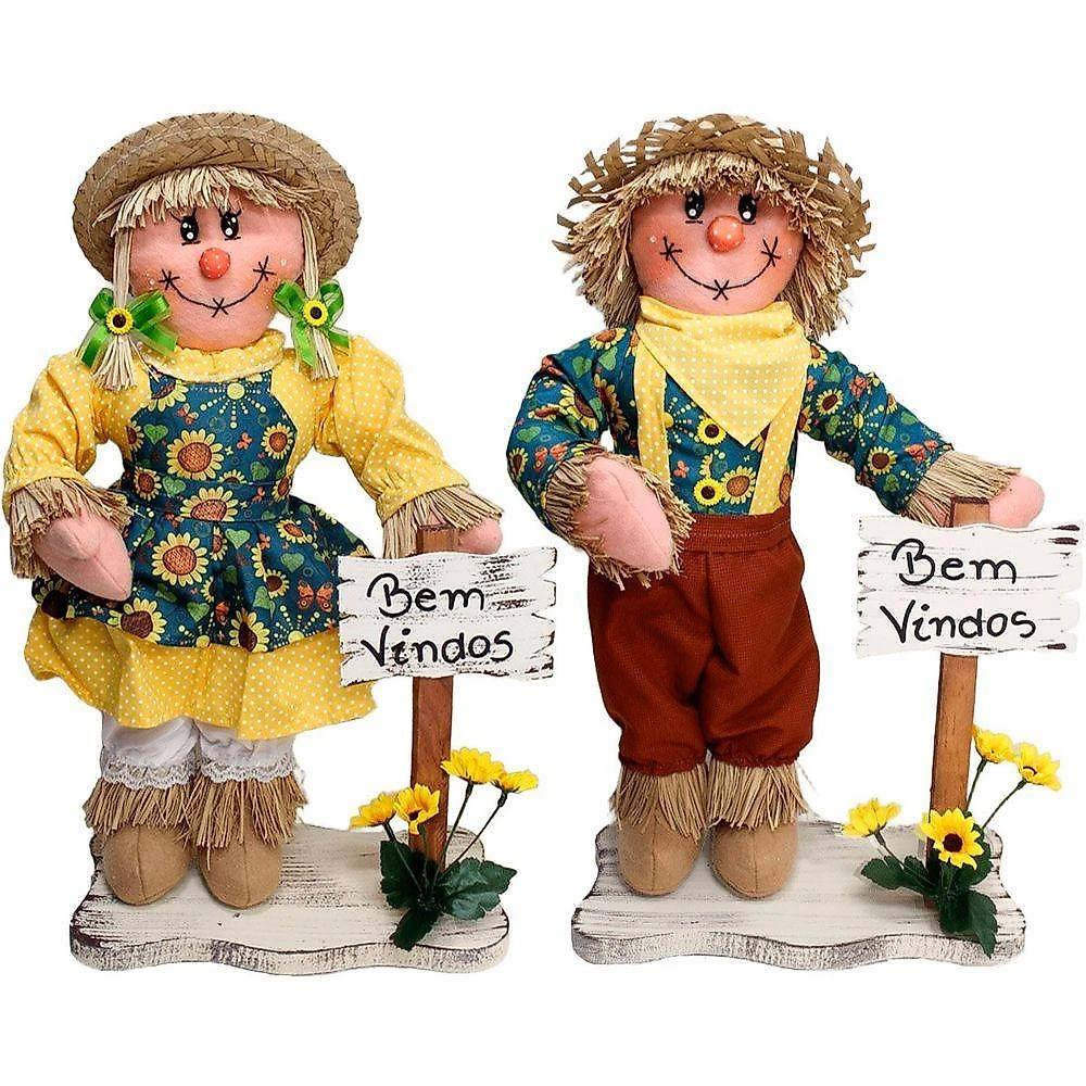 Decoração Espantalhos De Festa Junina Caipira Com Placa 50cm Menino