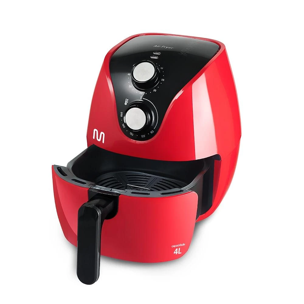 Fritadeira elétrica air fryer 4l grade e timer 60min temp até 200°c 127v multilaser - ce083out [reembalado]
