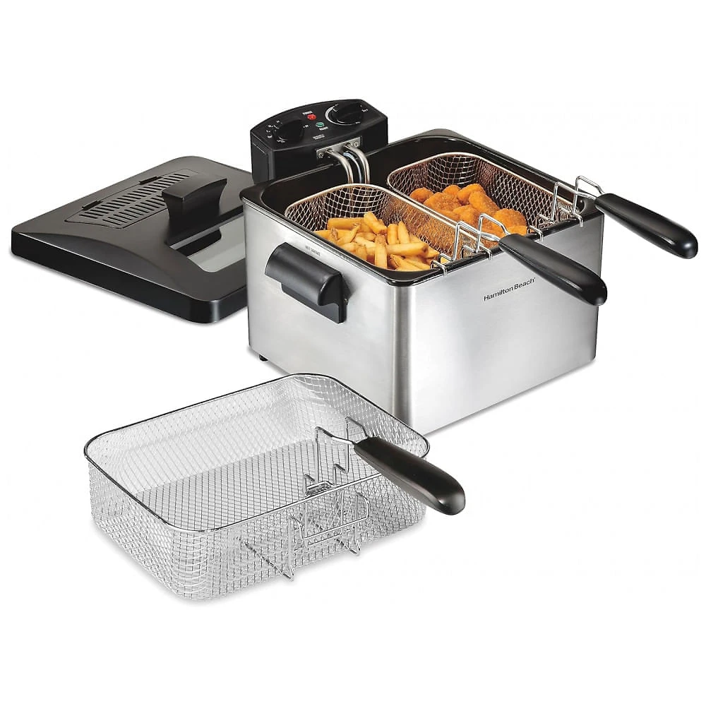 Fritadeira Elétrica 4.5L em Aço Inoxidável, 1800W 110V, Hamilton Beach 35034, Prata