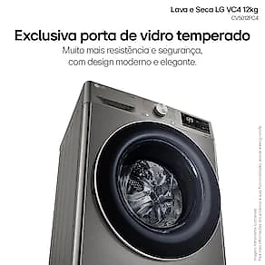 Lava e Seca LG 12Kg/7Kg Smart VC4 com Inteligência Artificial AI DD™ CV5012PC4 - Inox 110V