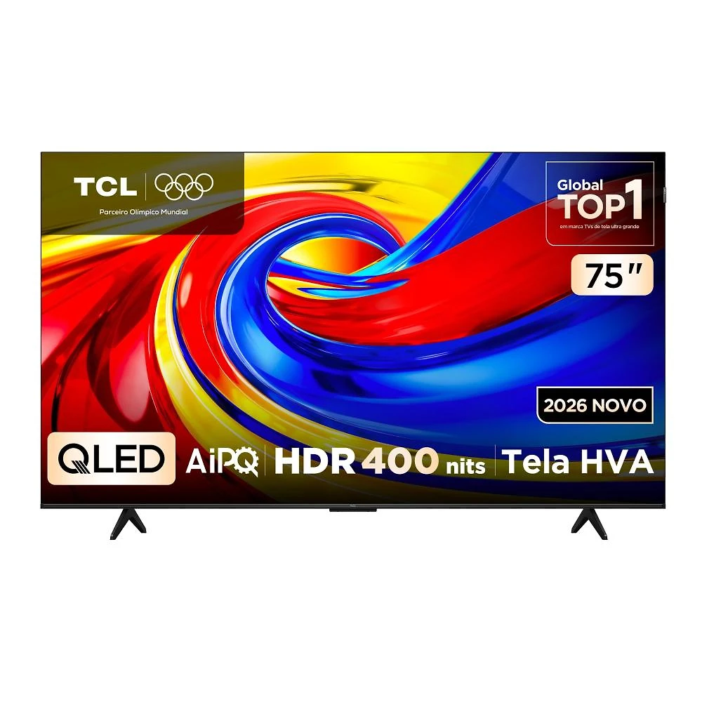 Smart tv 75” 4k qled tcl google tv até 120hz dolby vision atmos