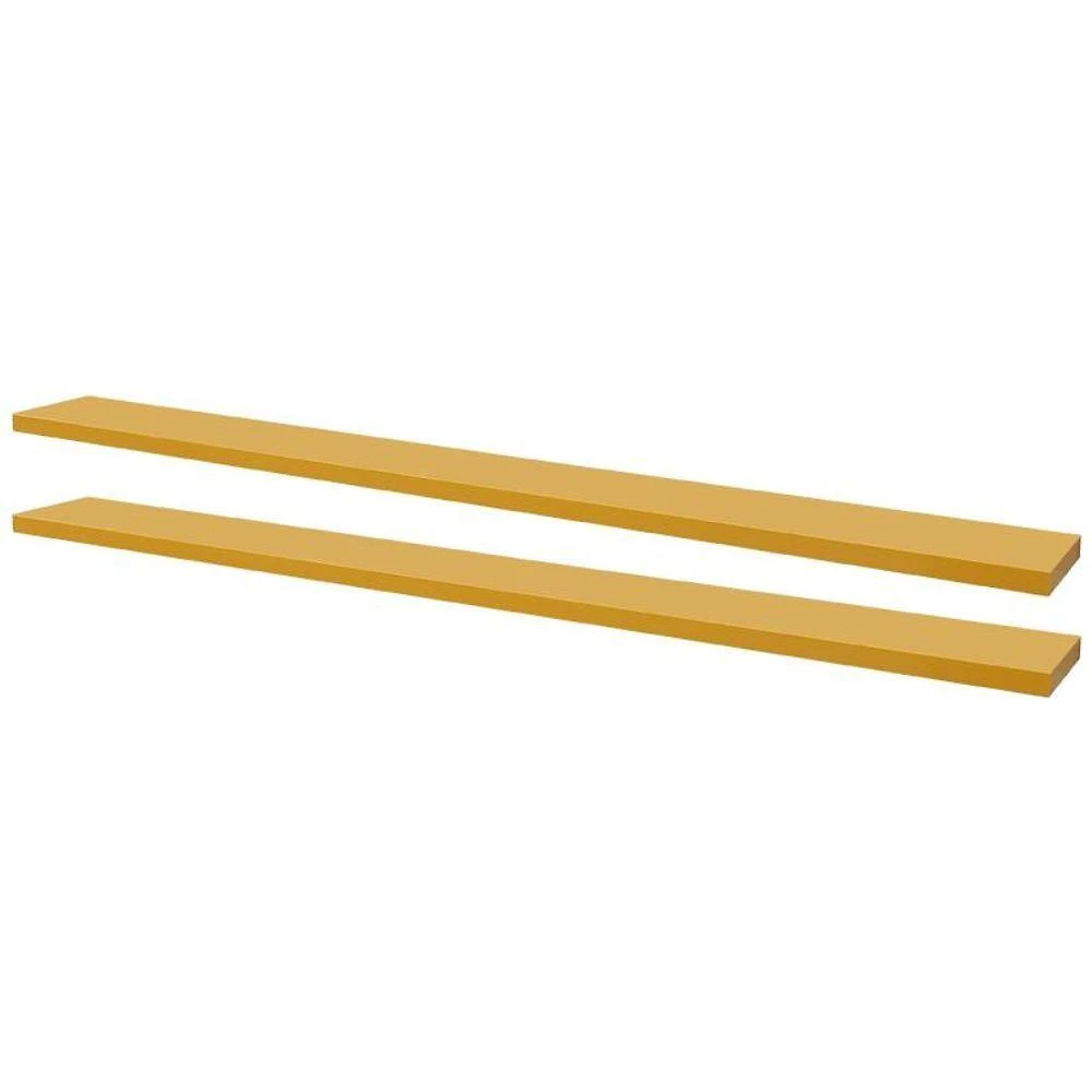 Prateleira Kit 2 80X10CM MDP Suporte Invisível Moderno Sala Amarelo Mercado das Prateleiras