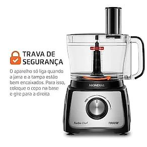 Multiprocessador Mondial Turbo Chef 3 em 1 MPN-02-BE 1000W Preto Inox 110V