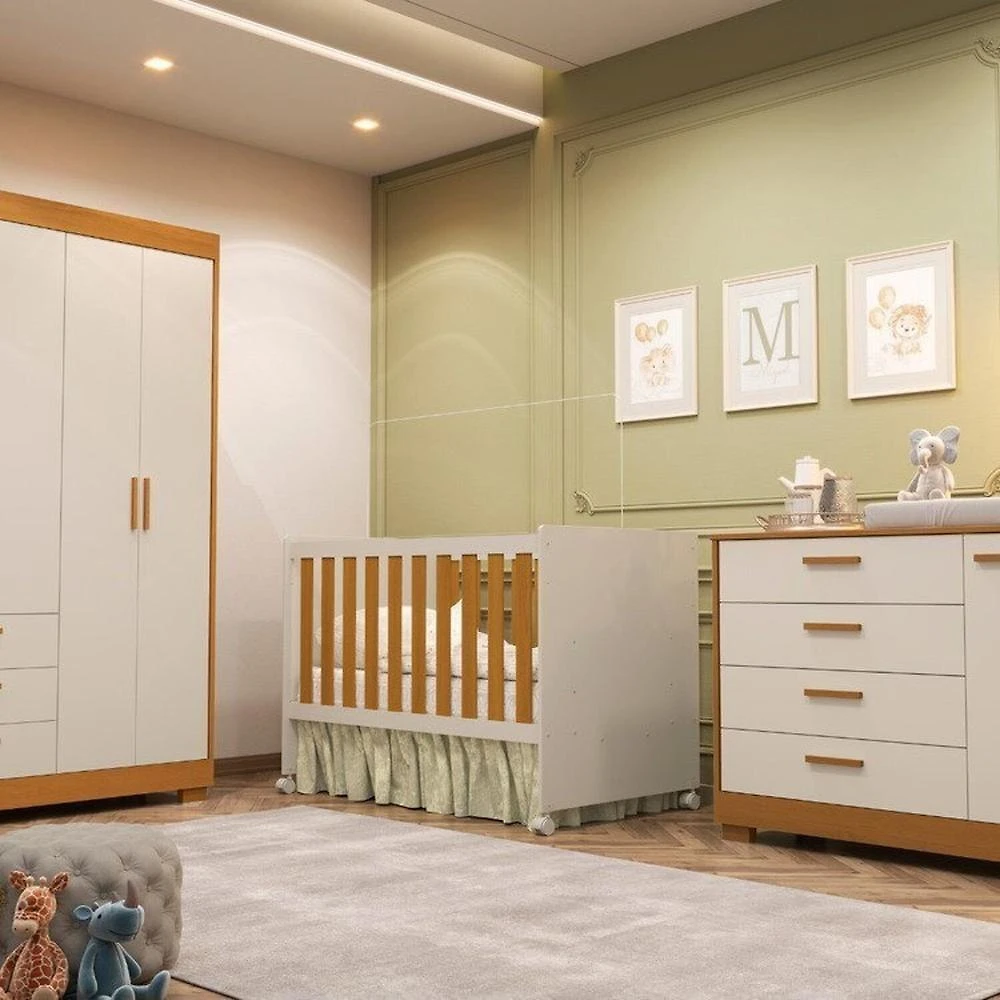 Quarto Completo Zaki com Berço 3 em 1 Katatau Areia Fosco / Savana