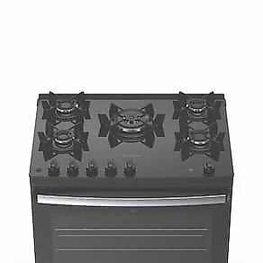 Fogão Atlas Agile Up Glass 5 Bocas com Mesa de Vidro e Tripla Chama Bivolt Preto