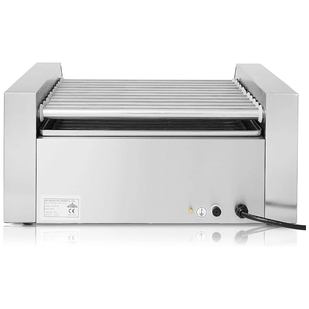 Máquina de Cachorro Quente até 30 Salsichas com Gaveta Aquecida para Pães, em Aço Inoxidável de Fácil Limpeza, 110V 1600W, Olde Midway, Prata 110v