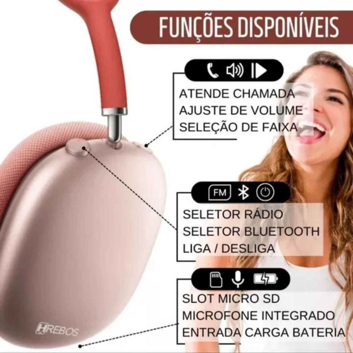 Fone Max P9 Bluetooth Recarregável