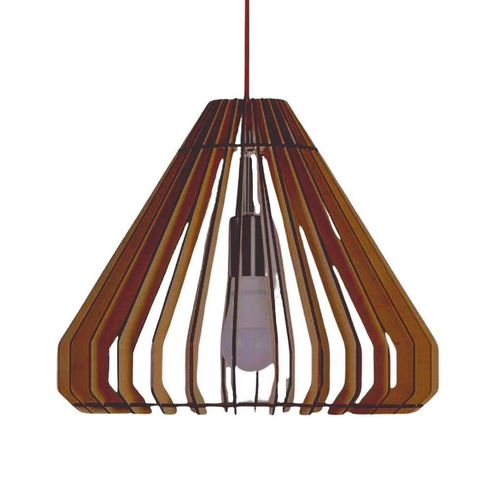 Luminária de Teto Pendente Egípcia em MDF Marrom Bivolt 110V 220V 100W Lenobre