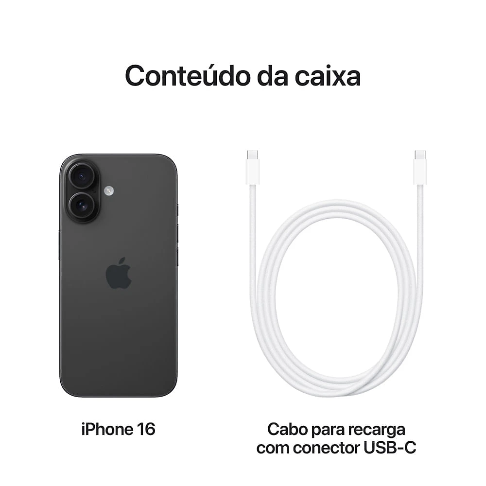 Miniatura iPhone 16 Apple (128GB) Preto, Tela de 6,1", 5G e Câmera de 48MP Bivolt