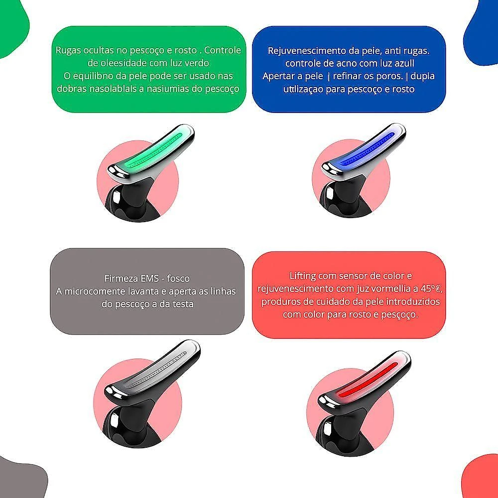 Massageador Facial Eletrico Pescoço Led Lift Fototerapia Ant