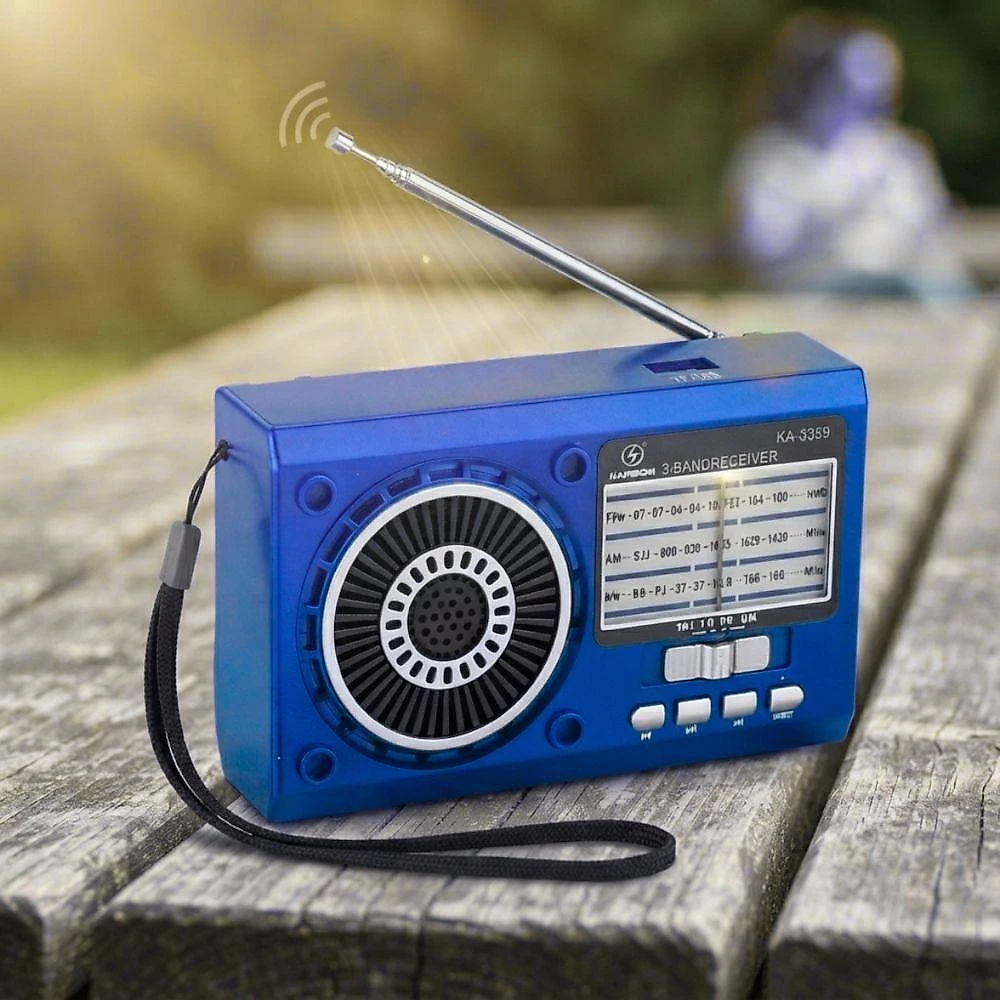 Rádio Retrô Kapbom KA-3359 Recarregável Energia Solar USB Cartão TF Vermelho