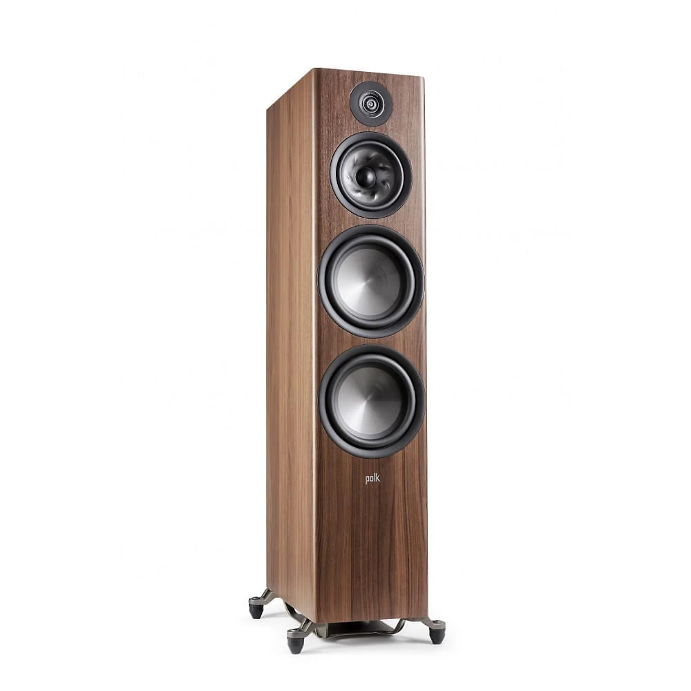 Caixa acústica torre Polk Audio Reserve R700 marrom, 3 vias, tweeter 25 mm, médio 165 mm, 2 woofers 203 mm, até 300 W, estéreo, Hi‑Res, Dolby Atmos
