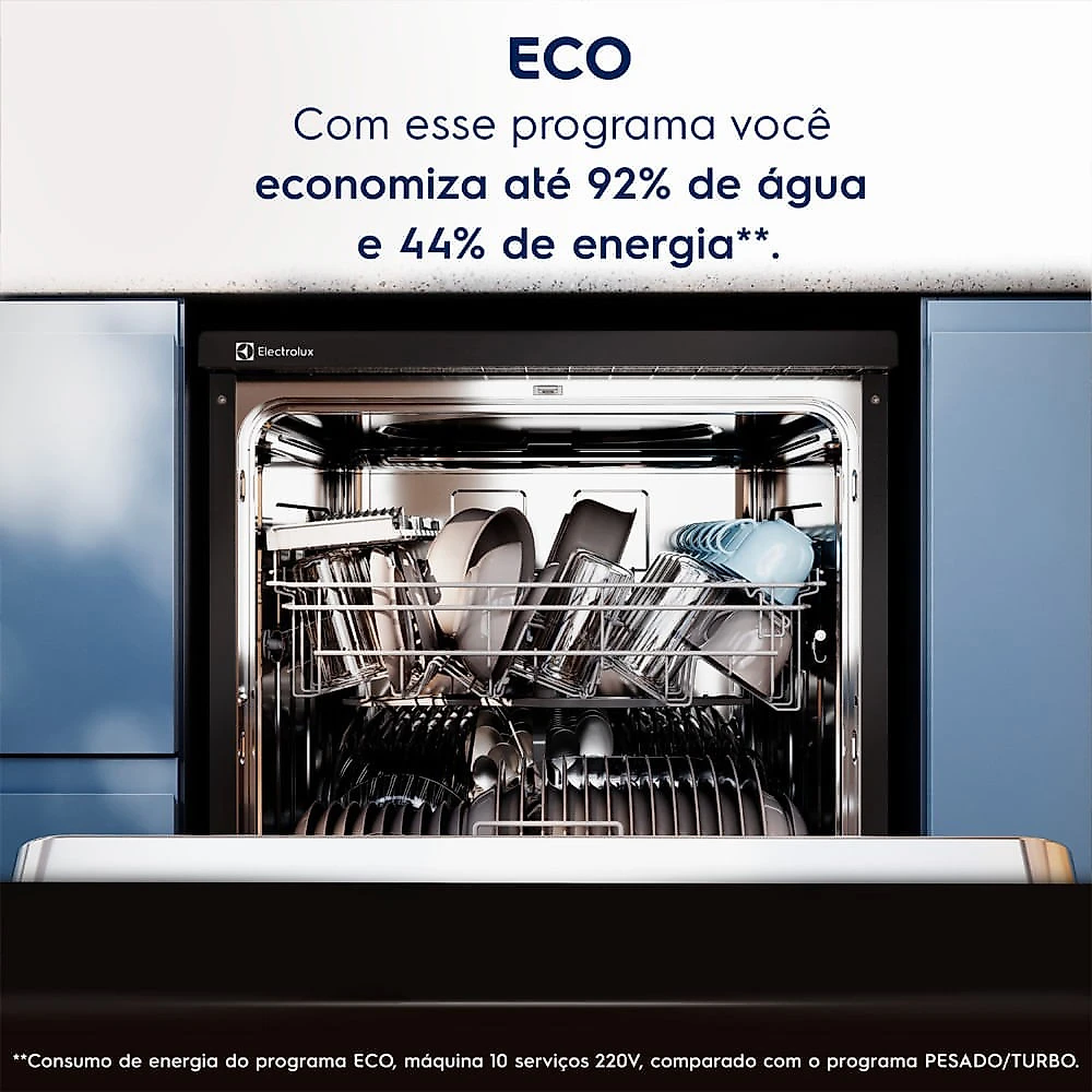 Lava-Louças Electrolux Preta, 10 Serviços com Programa Lava e Seca 50' - LP10E 110